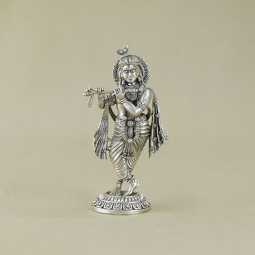 351JB1013 | Pure Silver Lord Krishna 3D Idol 351JB1013