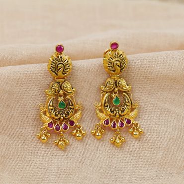 78VY8014 | 22Kt Ethnic Chandbali Gold Earrings 78VY8014