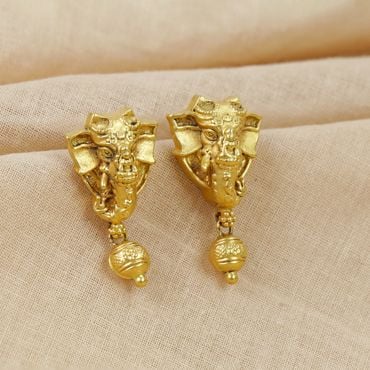 135VG3601 | 22Kt Antique Gold Nakshi Elephant Earrings 135VG3601