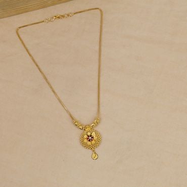 1VL7119 | 22Kt Golden Floral Bead Chain Necklace 1VL7119