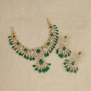 110VG7761-76VG5281 | 22Kt Pachi Peacock Necklace Set For Bride 110VG7761