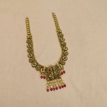 124VG5004 | 22Kt Divine Shiv Parivar Antique Gold Haram 124VG5004