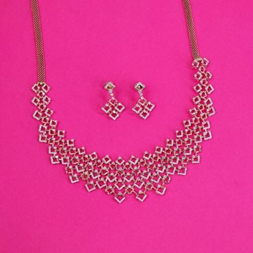 485VA1744-484VA480 | 14Kt Dazzling Diamond Necklace Set For Wedding 484VA480