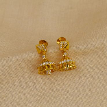 82VJ3447 | 22Kt Pretty Gold Jhumka Earrings For Kids 82VJ3447