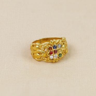 151VG4224 | 22Kt Traditional Navaratna Diamond Ring For Men 151VG4224