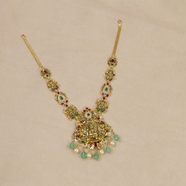 10VH112 | 22Kt Traditional Gold Necklace With Semiprecious Stones 10VH112