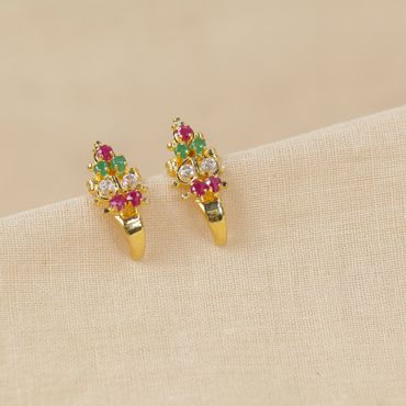 73VH7180 | 22Kt Subtle Gold Studs With Semiprecious Stones 73VH7180
