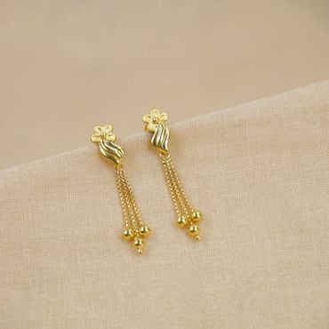 80VH640 | 22Kt Casting Floral Tassel Gold Earrings 80VH640