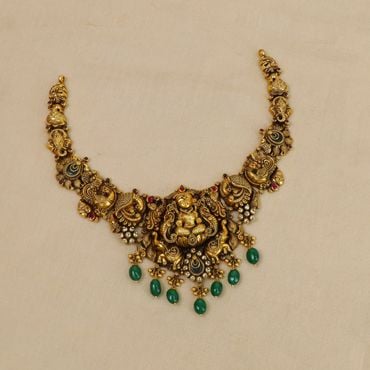 123VG9013 | 22Kt Antique Gold Traditional Nakshi Necklace 123VG9013
