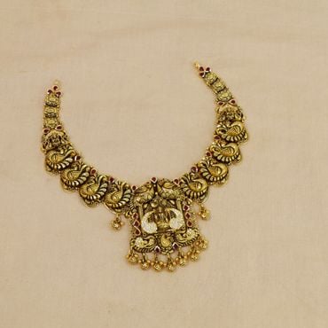 123VG8780 | 22Kt Royal Antique Peacock Gold Necklace 123VG8780