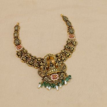 123VG9048 | 22Kt Antique Gold Bridal Nakshi Necklace 123VG9048