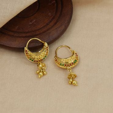 78VX3310 | 22Kt Gold Chandbali Drop Earrings 78VX3310