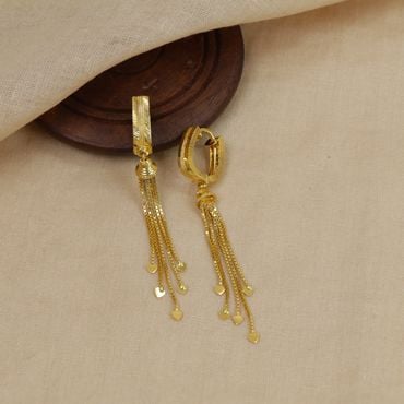 78VY5455 | 22Kt Heart Dangle Bengali Gold Earrings 78VY5455