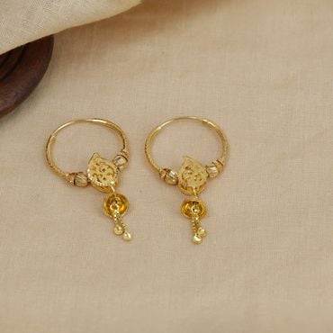 78VY3822 | 22Kt Gold Stylish Bengali Hoop Earrings 78VY3822