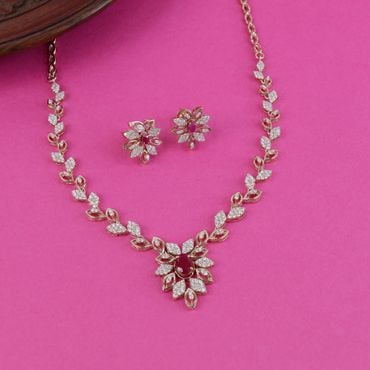 159VG6572-155VI518 | 18Kt Luminous Leaf Garland Diamond Necklace 159VG6572