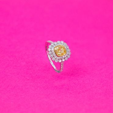 148VU4041 | 18Kt White Gold Yellow Sapphire Engagement Diamond Ring 148VU4041