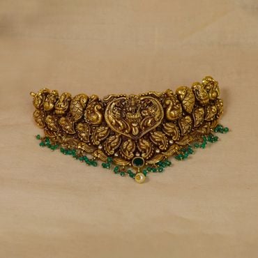 123VG9085 | 22Kt Antique Lakshmi Peacock Gold Choker 123VG9085