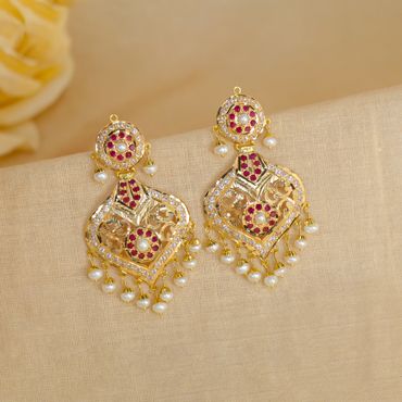 74VL7671 | 22Kt Ethnic Chandini Gold Drop Earrings 74VL7671