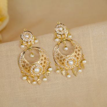 74VL7673 | 22Kt Gold Pearl Chandini Earrings 74VL7673