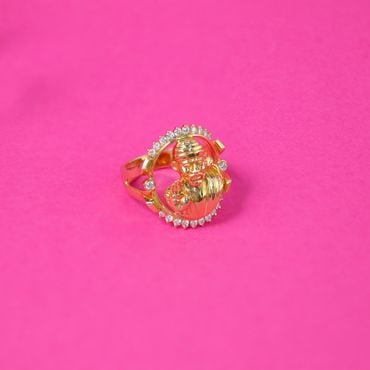148VU5941 | 18Kt Gold Sai Baba Diamond Ring For Men 148VU5941