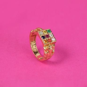 151VG4473 | 22Kt Gold Indian Style Navaratna Diamond Ring 151VG4473