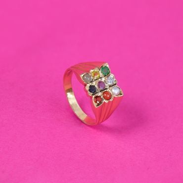 151VG4613 | 22Kt Gold Men's Navratna Diamond Ring 151VG4613