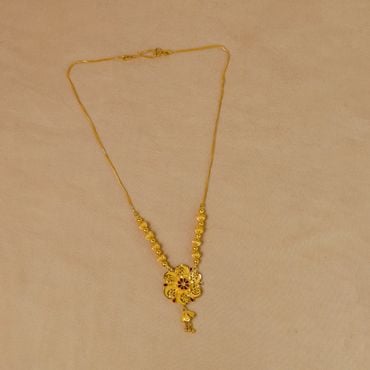 1VL7220 | 22Kt Resplendent Floral Gold Chain Necklace 1VL7220