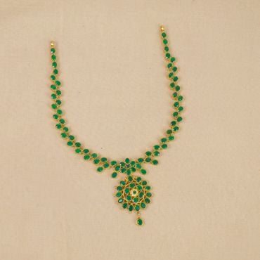 110VG7913 | 22Kt Endearing Emerald Blossom Gold Necklace 110VG7913