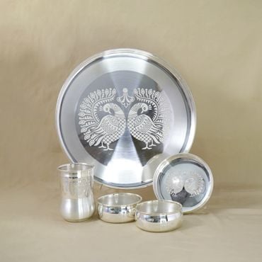 499VA1293-514VA605-513VA688-513VA691-512VA1692 | Beautiful Peacock Design Silver Dinner Set 499VA1293