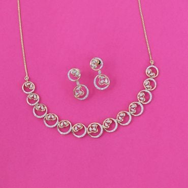 484VA610-485VA1996 | 14Kt Circle Of Love Diamond Necklace Set 484VA610