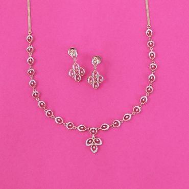484VA594-485VA1962 | 14Kt Serene Sparkles Diamond Necklace Set 484VA594