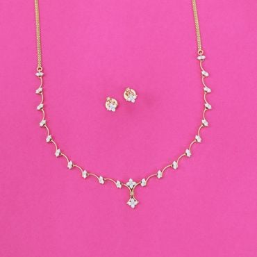 484VA588-485VA1967 | 14Kt Dainty Delicate Diamond Necklace Set 484VA588