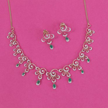 484VA566-485VA1925 | 14Kt Enchanting Harmony Diamond Necklace Set 484VA566