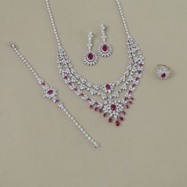 208VS5026-208VS5038-208VS5044-208VS5053 | 92.5 Silver Radiant Elegance Bridal Jewellery Set 208VS5026
