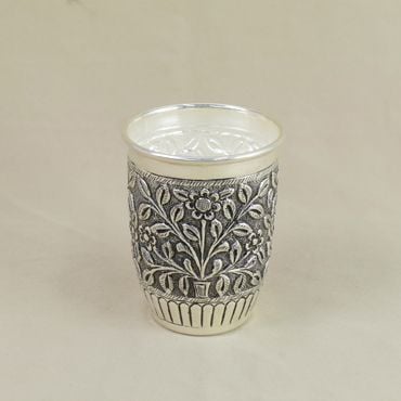 394VA1031 | Antique Floral Design Pure Silver Glass 394VA1031