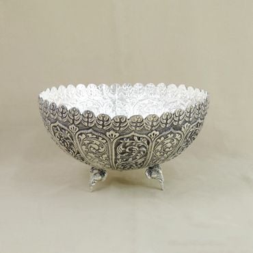 329VA4518 | 92.5 Antique Silver Dry Fruit Bowl With Elephant Stand 329VA4518