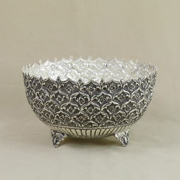 329VA4789 | Floral Motif Antique Silver Dry Fruit Bowl 329VA4789