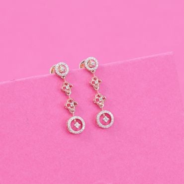 155VI1472 | 18Kt Alluring Clover Circle Drop Diamond Earrings 155VI1472
