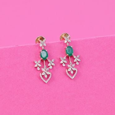 155VI1474 | 18Kt Jasmine Bloom Diamond Drop Earrings 155VI1474