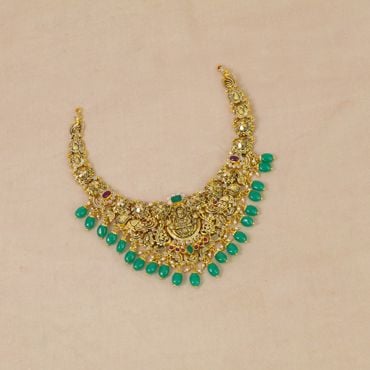 10VH856 | 22Kt Pachi Work Lakshmi Peacock Gold Necklace 10VH856