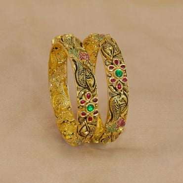131VG256-131VG257 | 22Kt Antique Gold Kundan Bridal Bangles 131VG256