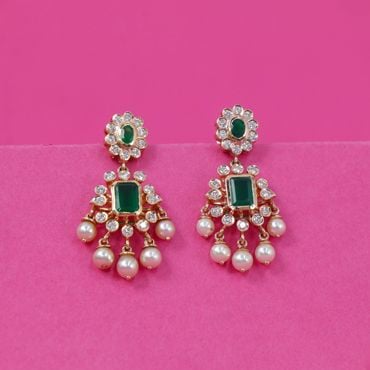 155VI1756 | 18Kt Enchanting Blossom Emerald & Diamond Drop Earrings 155VI1756