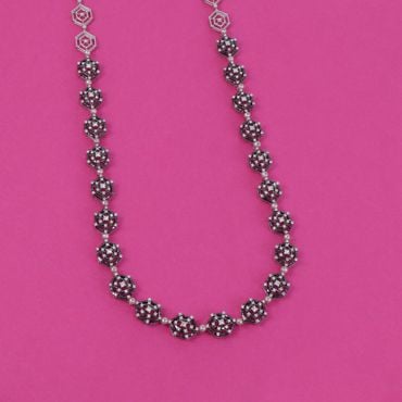 484VA426 | 14Kt Fancy Black Crystal Hexagon Diamond Necklace 484VA426