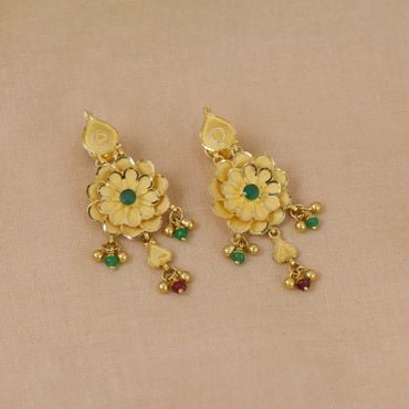 105VG8764 | 22Kt Gold Delightful Flower Drop Earrings 105VG8764