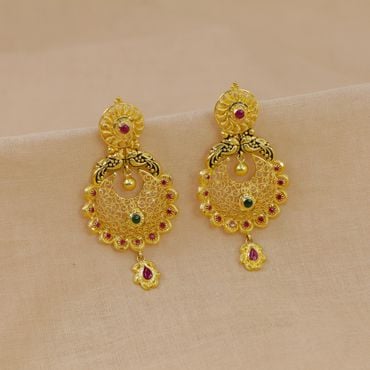 78VZ1839 | 22Kt Gold Alluring Floral Chandbali Earrings 78VZ1839