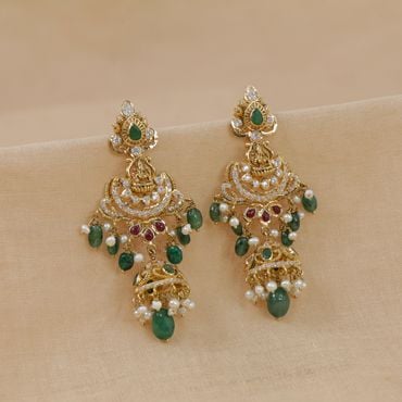 76VG5421 | 22Kt Traditional Pachi Work Gold Earrings 76VG5421
