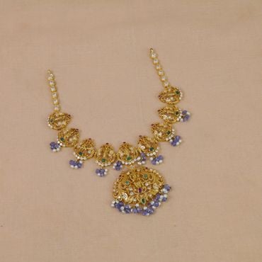110VG7646 | 22Kt Gold Divine Dasavatharam Necklace With Guttapusalu 110VG7646