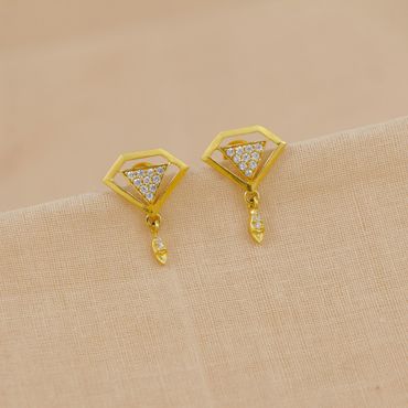 82VJ3659 | 22Kt Gold Glinting Geometric Drop Earrings 82VJ3659