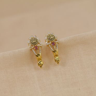 82VJ3982 | 22Kt Elegant Lakshmi Gold Drop Earrings 82VJ3982