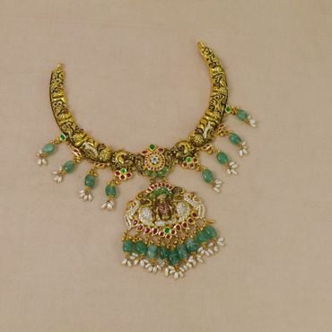 129VG510 | 22Kt Magnificent Antique Gold Kundan Necklace 129VG510